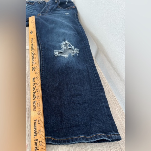 Levi's Ribcage Straight Ankle Jeans Distressed Dark Wash High Rise Button Fly 30 - Picture 6 of 9